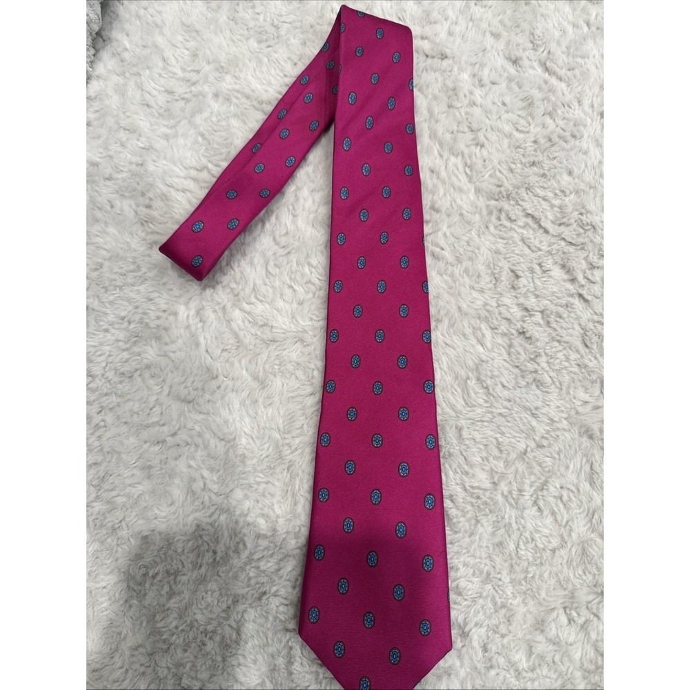 Christian Dior Mens Classic Pink Geometric 100% Silk Tie 54" Long